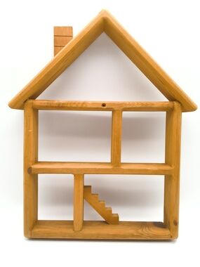 Vintage Wood House Curio Shelf Miniature Shadow Box